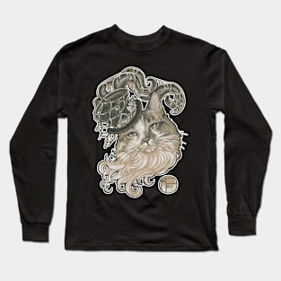 Kitty in a Tentacle Top Hat - White Outlined Version Long Sleeve T-Shirt